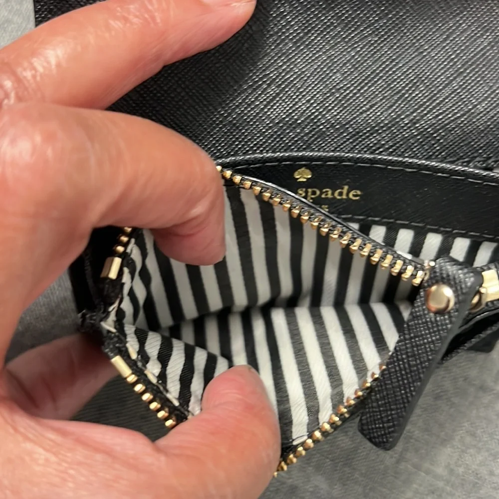 Kate Spate Black Leather Key Card and ID Wallet - Picture 8 of 12